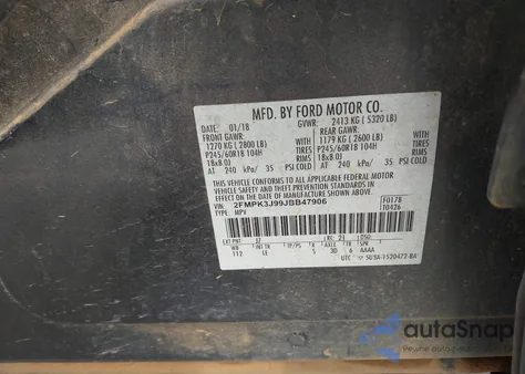 2018 Ford Edge Sel из США, поврежденный, VIN 2FMPK3J99JBB47906